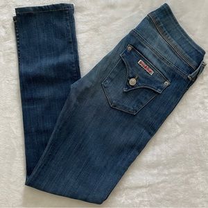 Hudson Y2K Union Jack Flap Pockets Collin Low Mid Rise Skinny Jeans 26 Like New